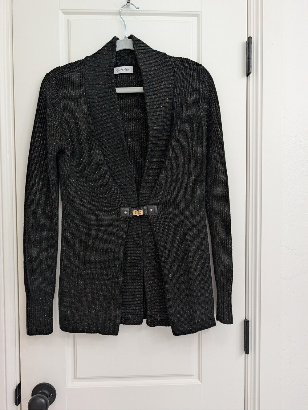 Calvin Klein black cardigan gold clasp
